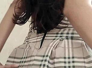 college girl masturbates in shower, gets caught.