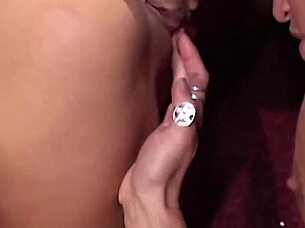 Naughty blonde girls make each other orgasm using tongues and sex toys?