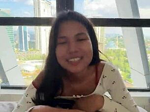 Roughly Fuck Cute Asian Girlfriend's Narrow Ass In Luxury Hotel Room