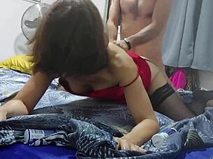 Am I the white slut in red dress getting my ass licked?