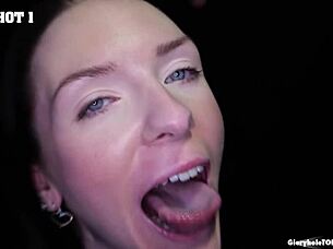 Amateur Celestina Swallows Gloryhole Cum