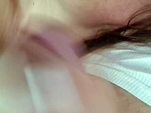 Homemade Blowjob On Shaved Pussy In Bedroom With Natural Tits