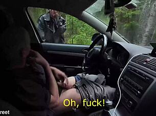 teen's anus stretched roughly in car creampie