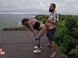 Couple Mattos Adventures on Beach with Hairy Anne Wet Fuck 😏