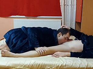 hot young couple has a quickie in the bedroom