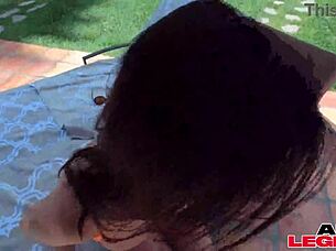 Slutty milf shay sights receives creampie from huge raw dick outdoors in lingerie