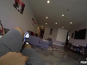 Krissy Lynn gives stepson a blowjob and takes care of his balls