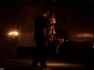 Skinny teen slave spanked and whipped by master in bdsm session.