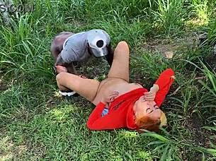 i'm an exhibitionist couple taking a walk, she's a horny colombian and i'm a shameless black guy flashing everywhere