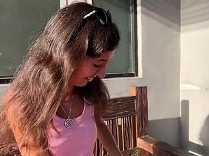 walking in supermarket with facial