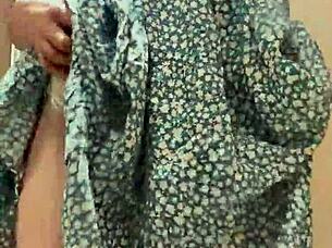 i got caught trying on a cute dress in the store before buying