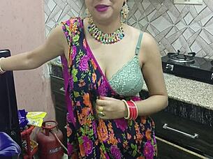 Desi Indian bhabhi cheats with brother-in-law in kitchen, sensual sex with dirty talk