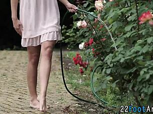 Kinky Babe Gives Footjob And Blowjob Leading To Cumshot