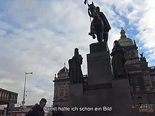 busty brunette jocelyne z fucking for money in public