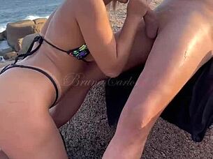 Latina Fucks Stranger Bareback On Nudist Beach