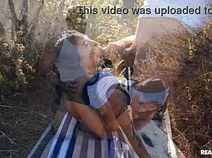 Watch This Athletic Girl Get Her Tits And Pussy Painted With Cum Outdoors?