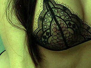 Japanese sex doll in black lingerie