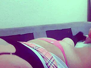 My Slut Sucks Cock In Pink Skirt And Glasses Hungry For Cum