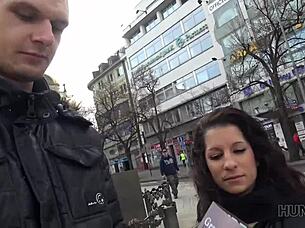 busty brunette jocelyne z fucking for money in public