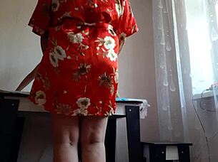 Girlfriend at store, mother fucks me passionately with strapon. Moaning loudly?