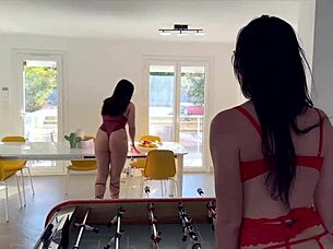 Hey, Laeticia is getting wild in lingerie with the group.