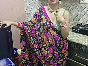 Desi Indian bhabhi cheats with brother-in-law in kitchen, sensual sex with dirty talk