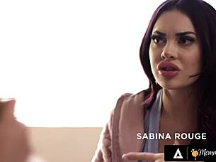 hot redhead sabina rouge teams with petite haley reed against stepmom penny barber