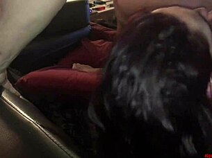 teen swallowing cum with natural boobs