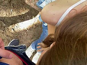 amateur teen couple fucks outdoors in woods