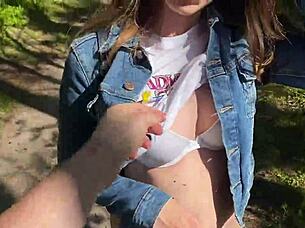 amateur teen couple fucks outdoors in woods