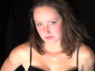 Teen Brunette in Miniskirt Strips Teasingly on Bed. Clothes Ripped Off, Revealing Naked Body.