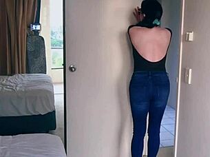 Pretty Asian Ladyboy Jeans Striptease With Big Boobs