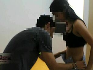 hermanastra helps hermanastro masturbate, leads to creampie.