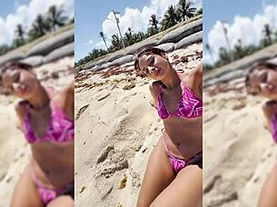 섹시 라티나가 해변에서 손가락질 당해?