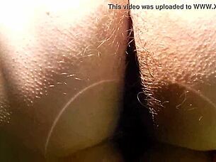 Licking Hairy Ass of Mature Chubby Women with Fat Legs and Pussy