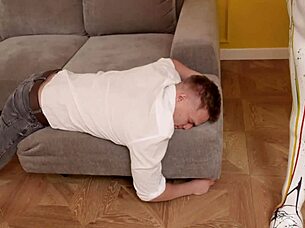 crazy teen wears horse mask for threesome