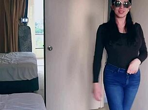 Pretty Asian Ladyboy Jeans Striptease With Big Boobs