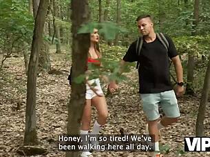 Young Lady Feels Intense Pleasure During Rough Sex With Two Huge Cocks While Husband Watches.