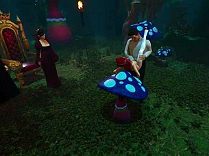 Let's explore Caroline's fantasies with lesbian strapon action outdoors