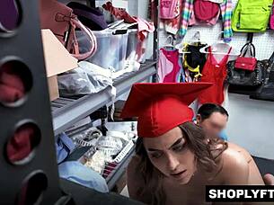 Shoplifter selina bentz shows officer her extracurricular skills in the office