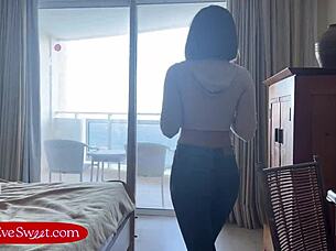 cute french girl eve sweet plays with tiny 18+ asshole