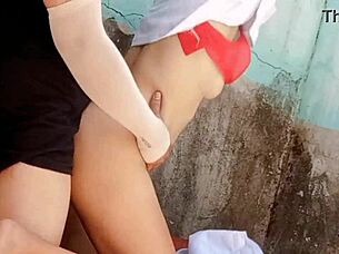 Pinay nurse feels intense pleasure getting creampied in empty hospital