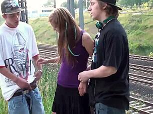 Alexis Crystal's public gangbang facial!