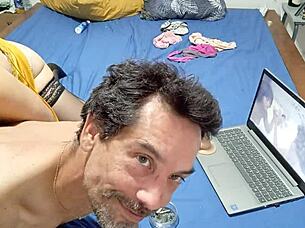 white slut in satin panties gets fucked doggystyle POV with dirty french talk and ass licking.