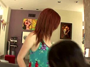 Skinny Redhead Lesbian Feels Intense Emotions During Rough Pussy Diving.