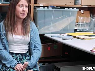 Shoplifter selina bentz shows officer her extracurricular skills in the office