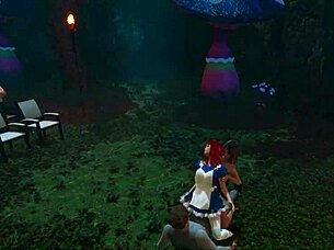 Let's explore Caroline's fantasies with lesbian strapon action outdoors