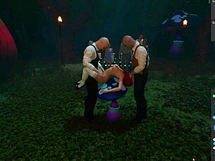 Let's explore Caroline's fantasies with lesbian strapon action outdoors