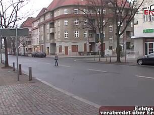 Skinny german teen persuaded for first outdoor pickup interview