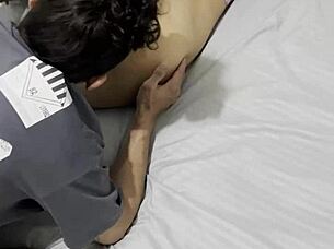 My friend licks my ass then fucks me hard and cums inside!